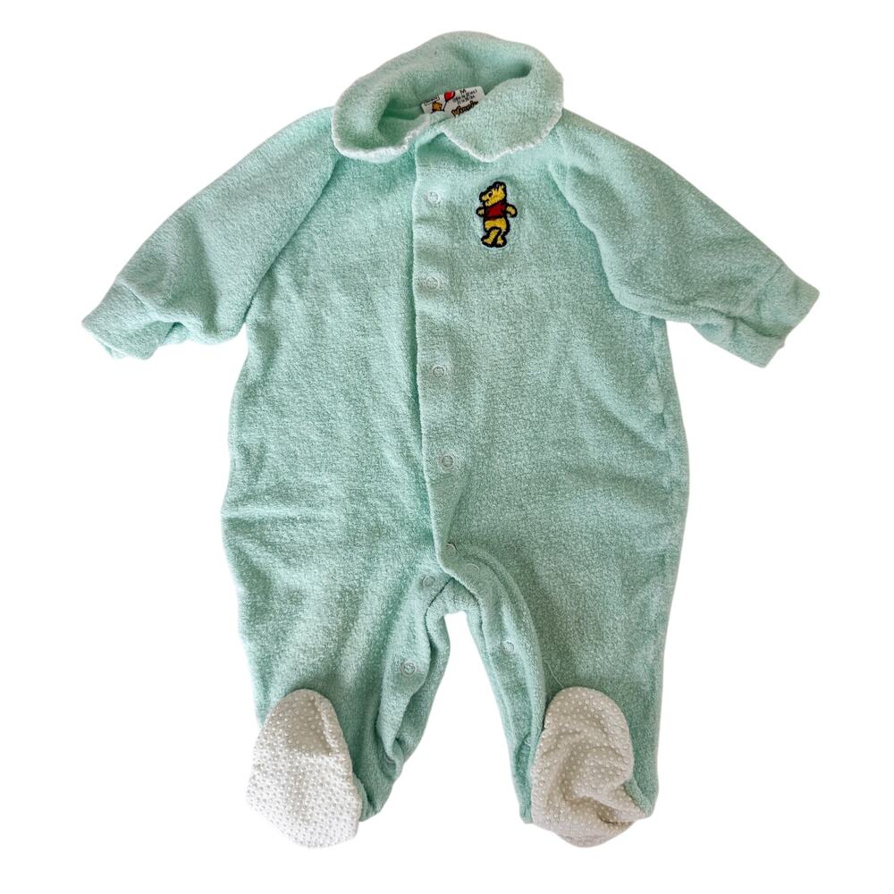 Vintage Sears Winnie The Pooh Terry Snap Footed Bodysuit Mint Green M 21-26lbs